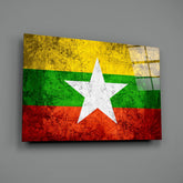 Flag of Myanmar Glass Wall Art.
